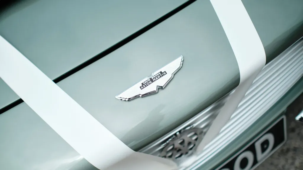 Aston Martin badge at the front of the vehicle