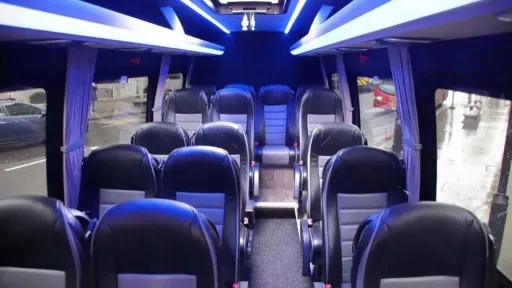 Mercedes Sprinter interior with LED blue neon lights