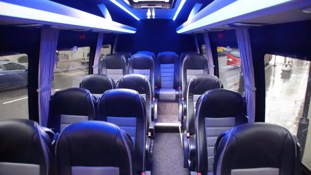 Mercedes Sprinter interior with LED blue neon lights