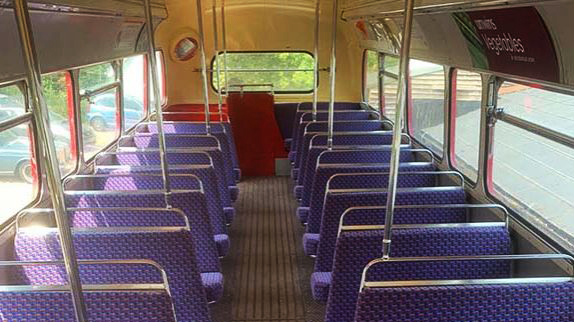 Upper Deck seating in Red Routemaster bus