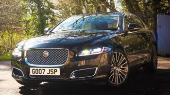 Front View of the 
Black Jaguar XJ LWB Autobiography