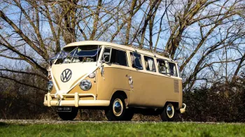 Side View VW Campervan with White Ribbons