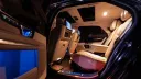 Rear searting area Interior photo of the Black Jaguar Top of the Range Jaguar XJ Autobiogrpahy  taken at night
