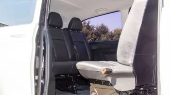 Black leather interior inside Mercedes V-Class in conference style