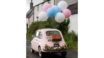 Pink Italian Fiat 500 Car