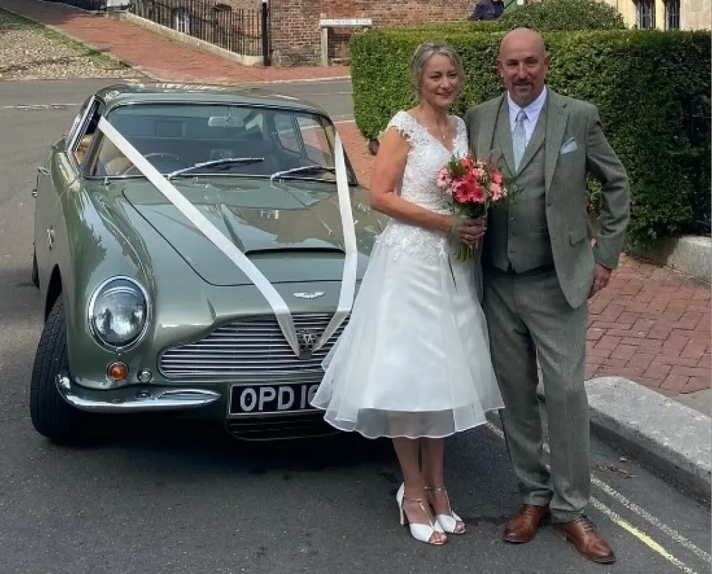 Being driven in this car to my wedding ceremony was the perfect start to the day. The driver Adrian was so attentive and patient and I was able to share the experience of being driven in this car after the ceremony with my new husband. Such a fantastic car for a wedding. Debbie & Graham
