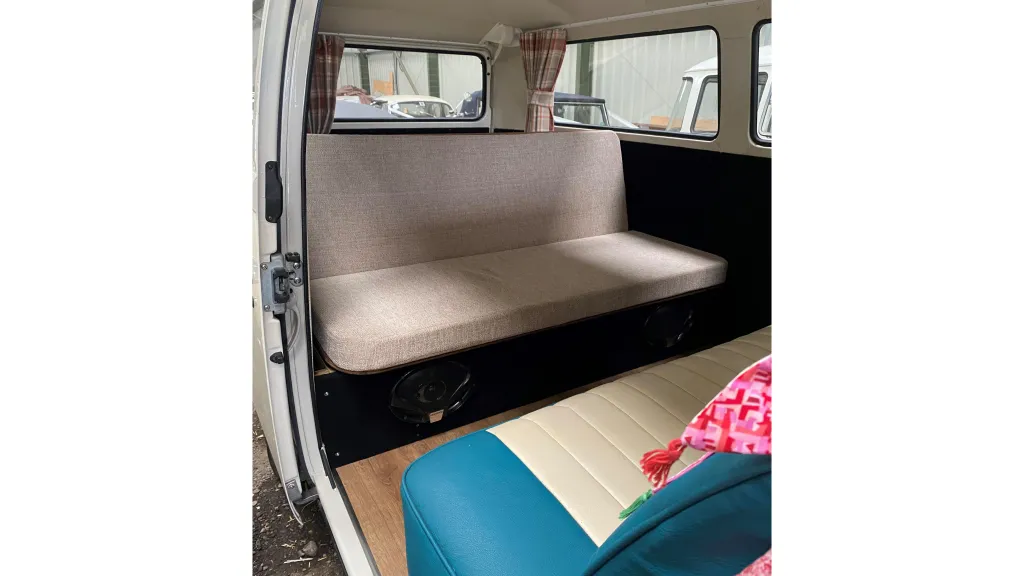 Cream and Turquoise Blue interior in Classic Campervan