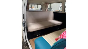 Cream and Turquoise Blue interior in Classic Campervan