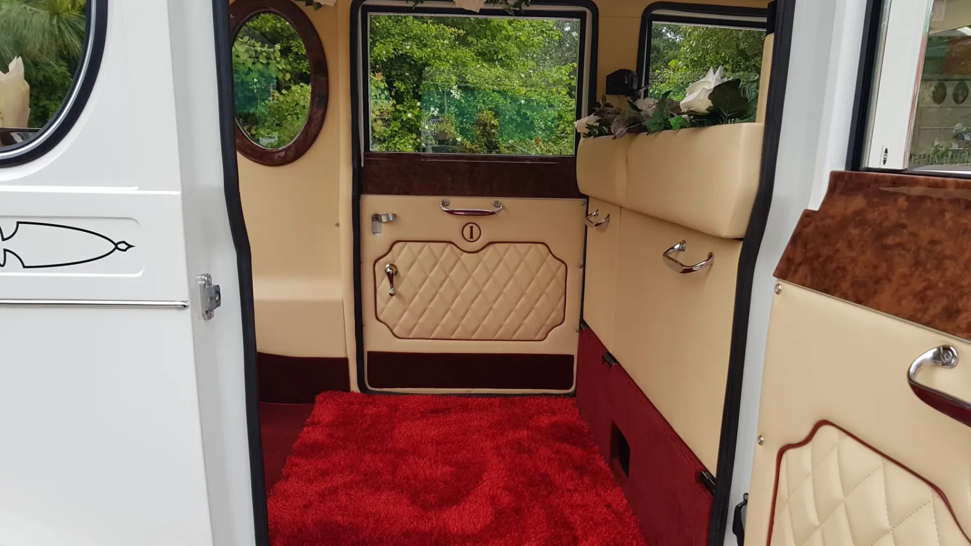 White imperial wedding car