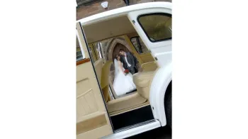 Vintage car in white