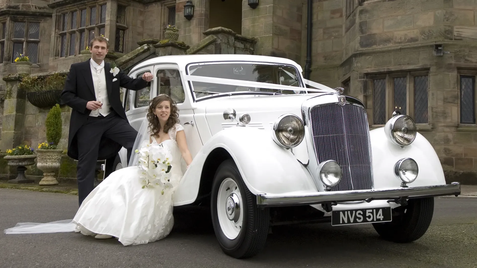 Vintage car in white