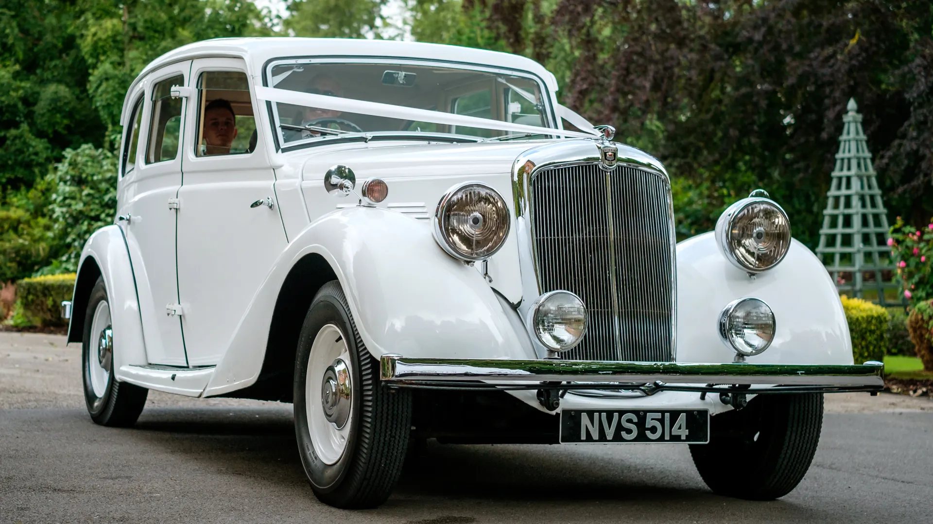 Vintage car in white