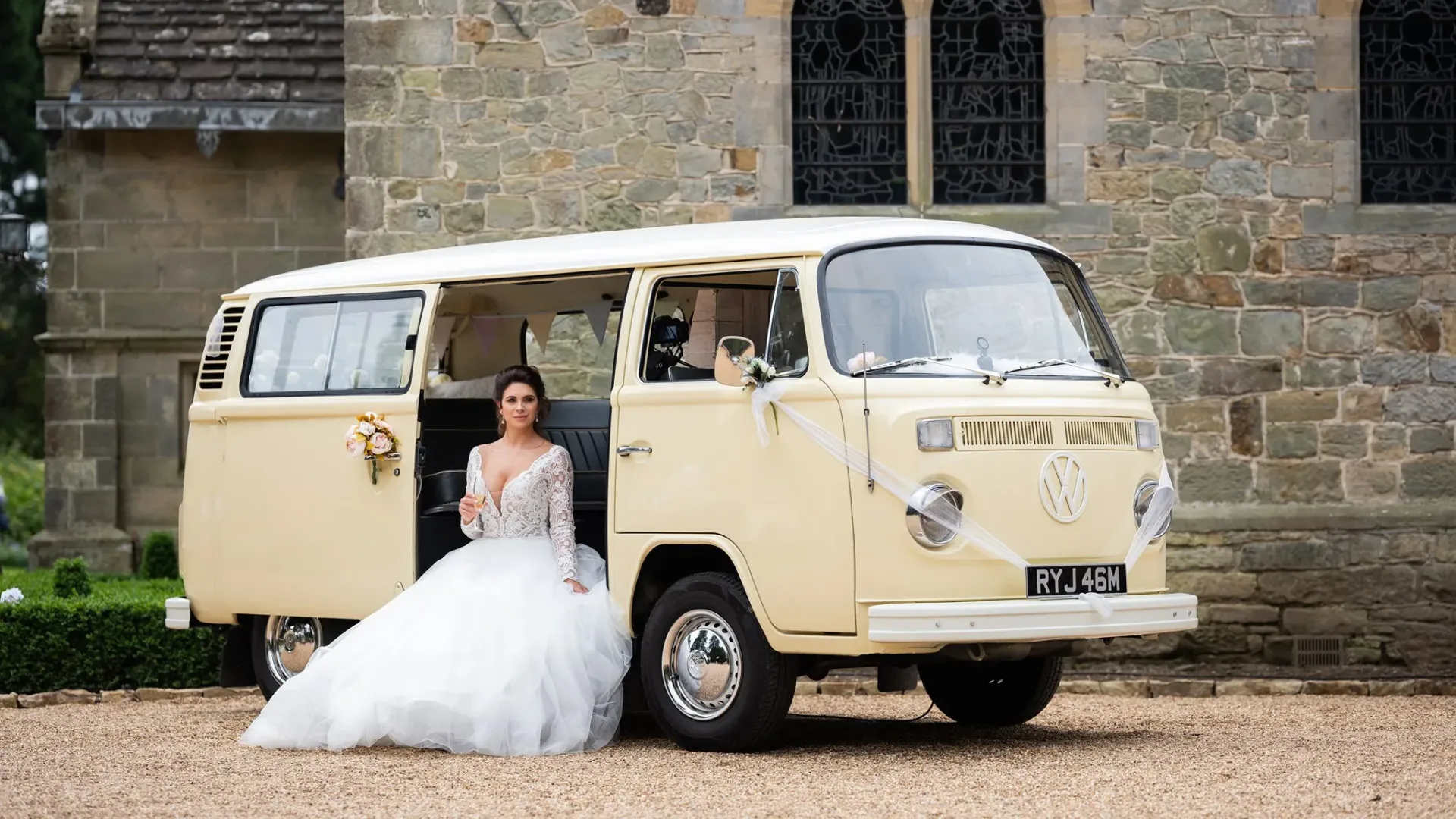 Volkswagen Bay Window Campervan for hire in Surrey with photobooth