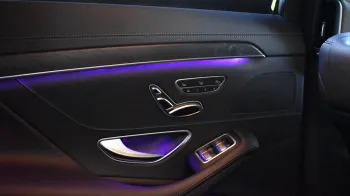Mercedes S-Class door cards illuminated with purple LED lights