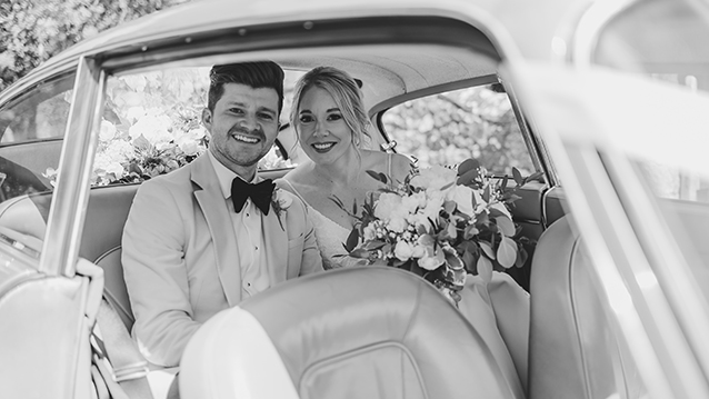 We couldn’t be more grateful and happy with the incredible service Adrian supplied before, during and after our wedding. The car proved to be undoubtedly one of the highlights of the day and we still keep getting incredible feedback from guests on just how stunning the car was. Adrian himself made us feel at ease throughout the whole process and even made sure the flowers in the car matched our colour scheme. He is a credit to his business and we can’t recommend him and his impeccable car highly enough.
Thank you once again, Chris & Chessy 