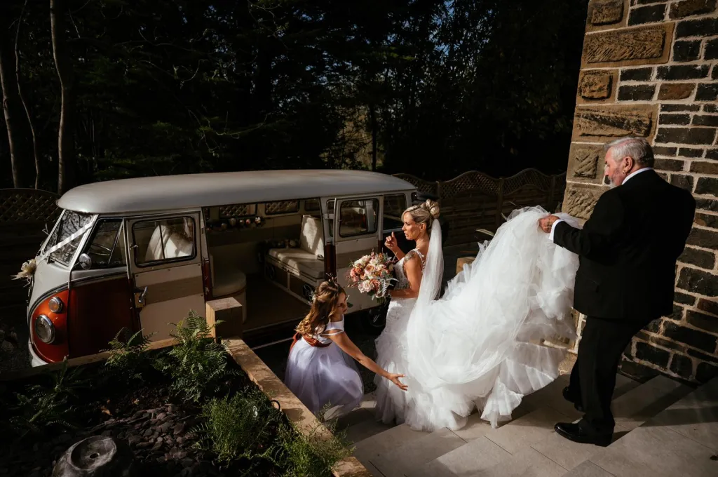 The VW camper van was superbly kitted out inside with beautiful sofas for the bride and father of the bride then bride and groom. The driver (Neville) was a delight , a lovely man who took care of everything and was a pleasure to talk too. We are so happy we used Premier Carriage and would highly recommend them for any occasion. Thanks again Neville and all the management at premier carriage.Love Jamie & Beccy Duffy