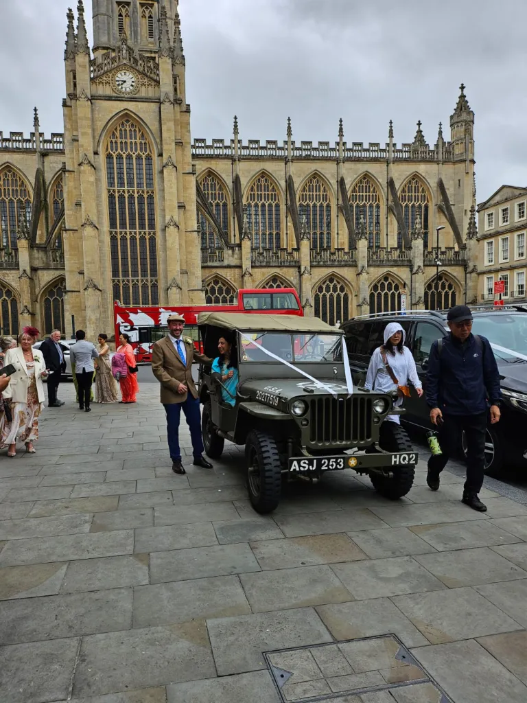 The whole experience was absolutely fantastic. The bride & groom were thrilled to bits. The jeep arrived at exactly the right time in the correct place. Thank you very, very much.