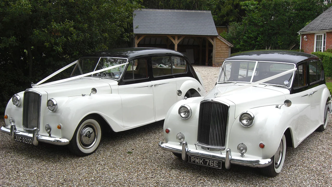 Classic Austin Princess Limousine for wedding hire in Black & Ivory