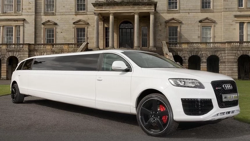 White Audi Q7 Stretched Limousine for 8 passengers