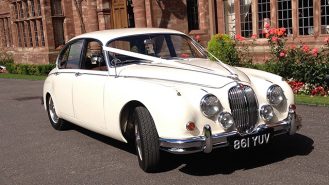 Jaguar MK II wedding car for hire in Altrincham, Cheshire
