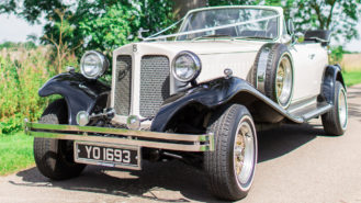 Beauford Convertible wedding car for hire in Shefford, Bedfordshire