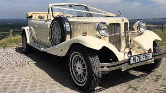 Beauford Convertible wedding car for hire in Burgess Hill, West Sussex