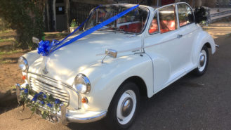 Morris Minor Convertible wedding car for hire in Whitstable, Kent