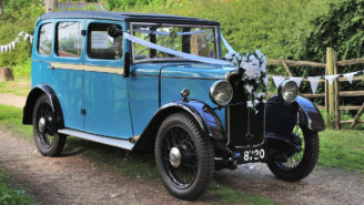 Jowett Kingfisher wedding car for hire in Eastleigh, Hampshire