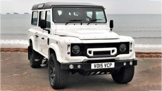 Land Rover Defender 110 wedding car for hire in Paington, Devon